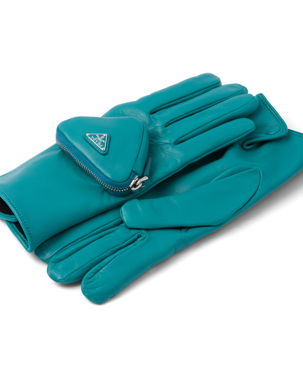 Prada Napa Leather Gloves Peacock Blue | 8061TRGOE