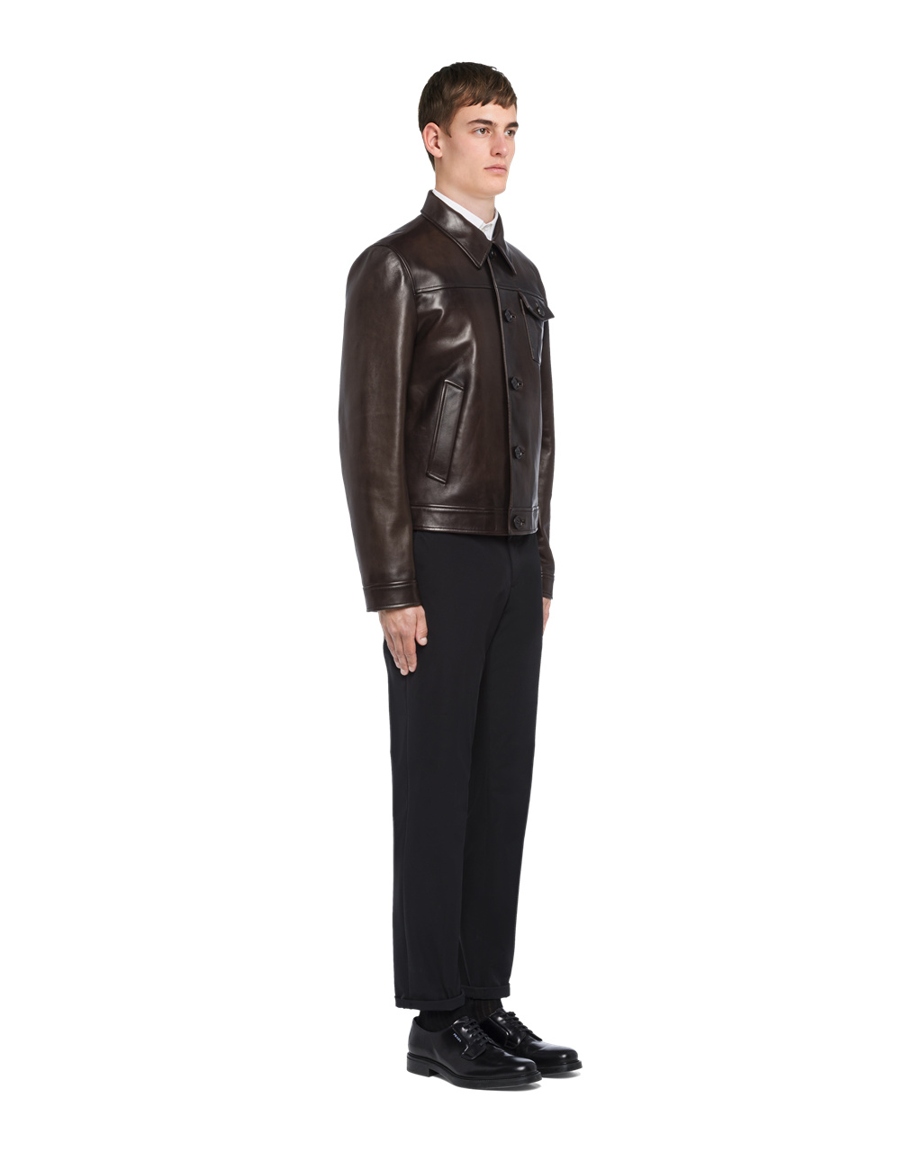 Prada Nappa Leather Jacket Dark Brown | 6730ZMLJY