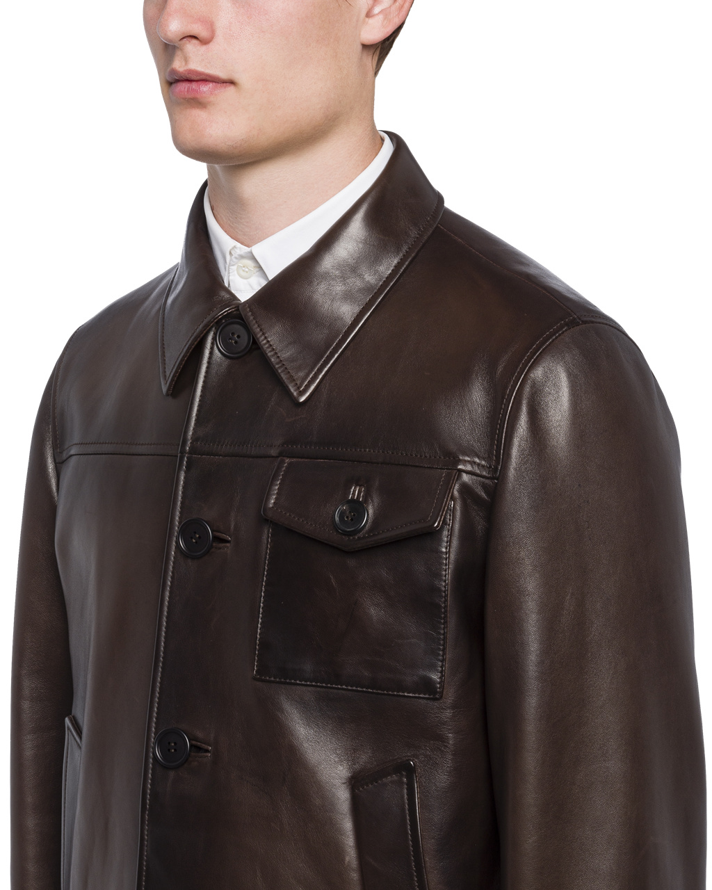 Prada Nappa Leather Jacket Dark Brown | 6730ZMLJY