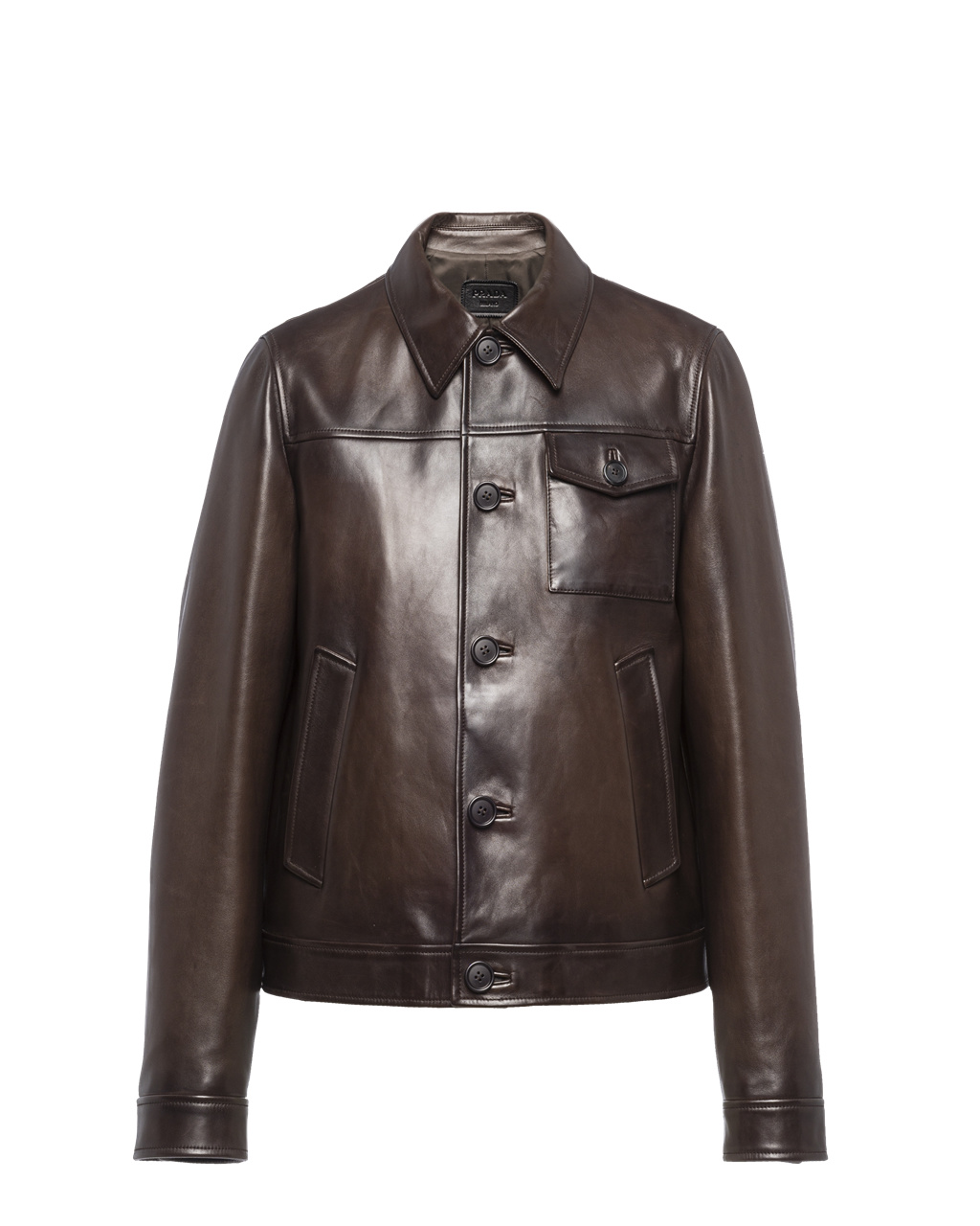 Prada Jackets Clearance Nappa Leather Jacket Mens Dark Brown