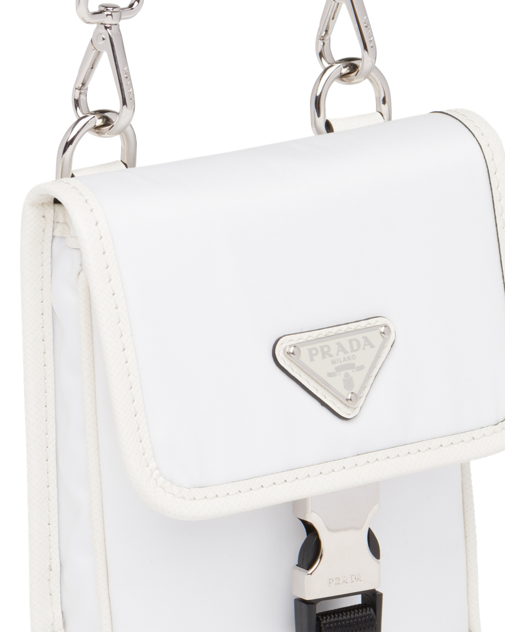 Prada Nylon And Saffiano Leather Smartphone Case White | 2390DJSNH