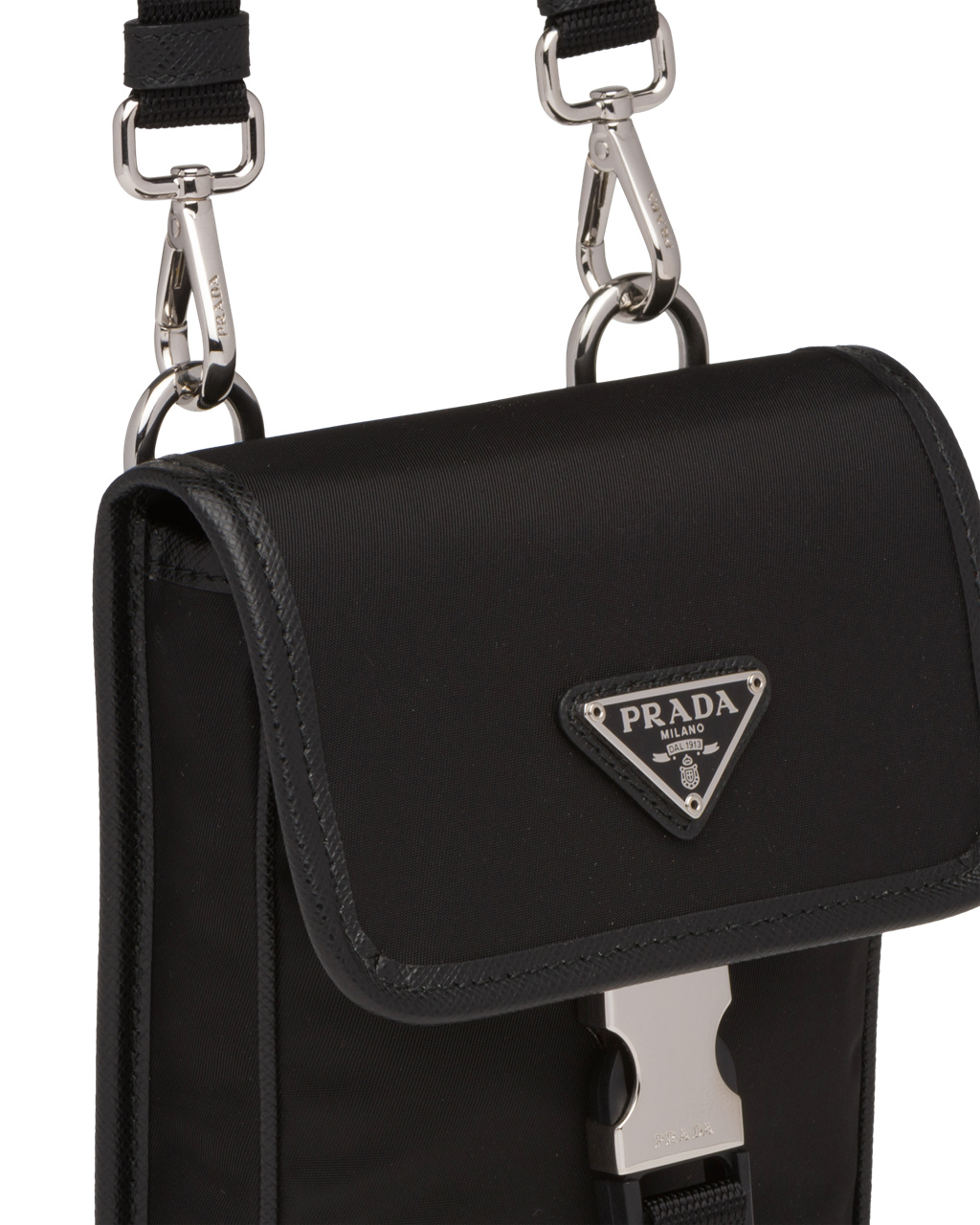 Prada Nylon And Saffiano Leather Smartphone Case Black | 9263WLCYH