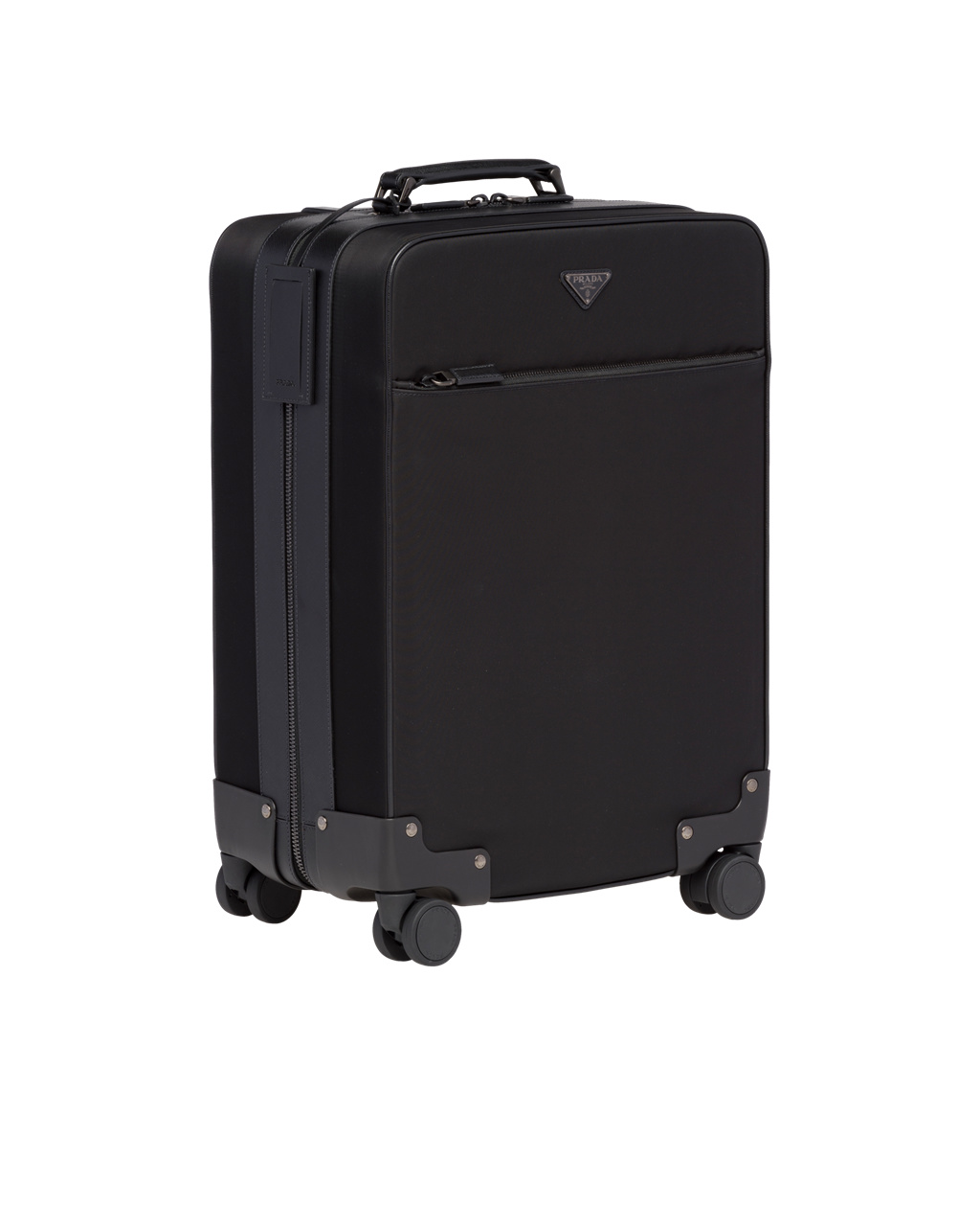 Prada Nylon And Saffiano Leather Trolley Black | 4152VHTZB