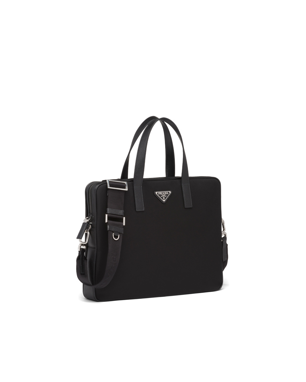 Prada Nylon And Saffiano Leather Work Bag Black | 7281JRHOE