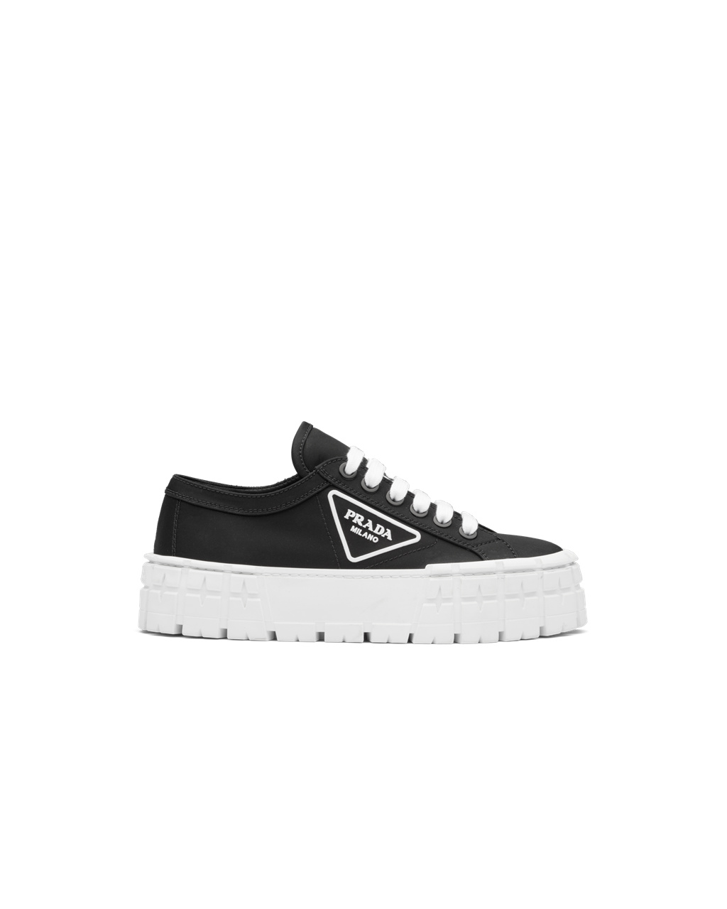 Prada Nylon Gabardine Sneakers Black / White | 9612ULCYG