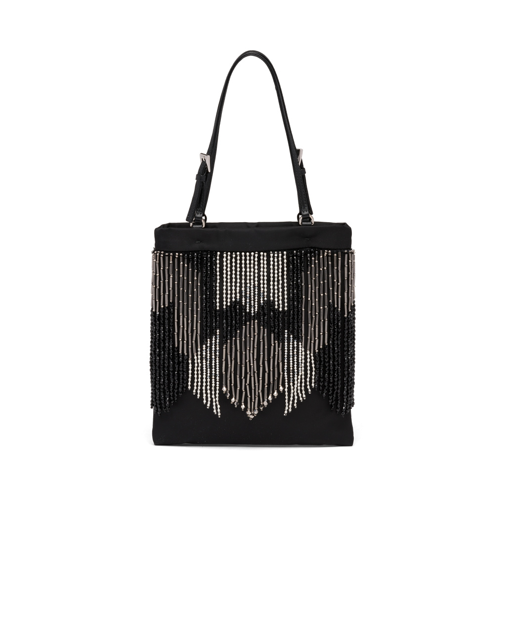 Prada Nylon Handbag With Fringe Black | 0361YCGBE