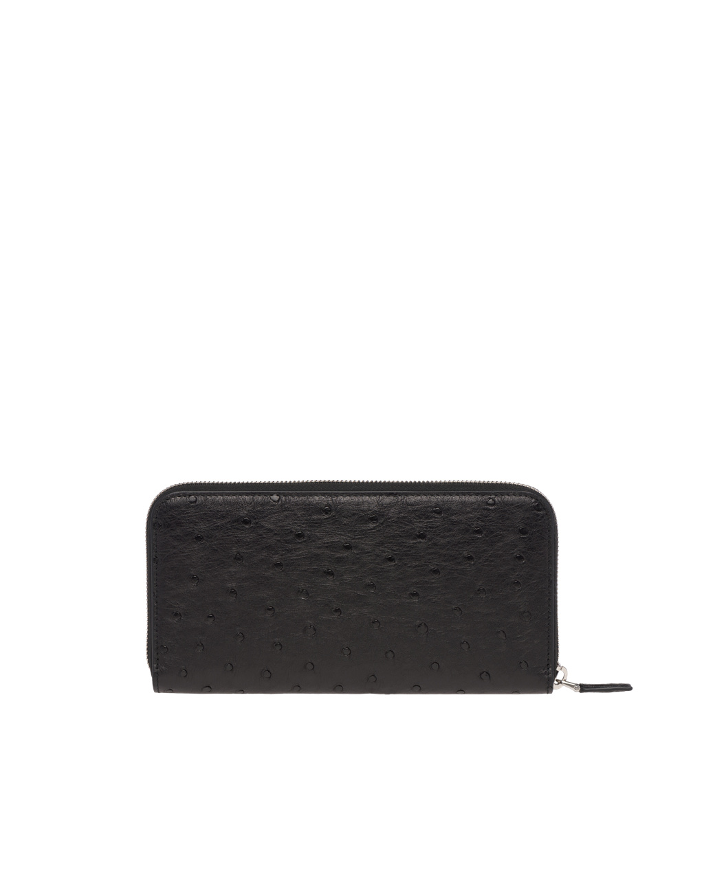 Prada Ostrich Leather Zip Around Wallet Black | 5842OEBNI