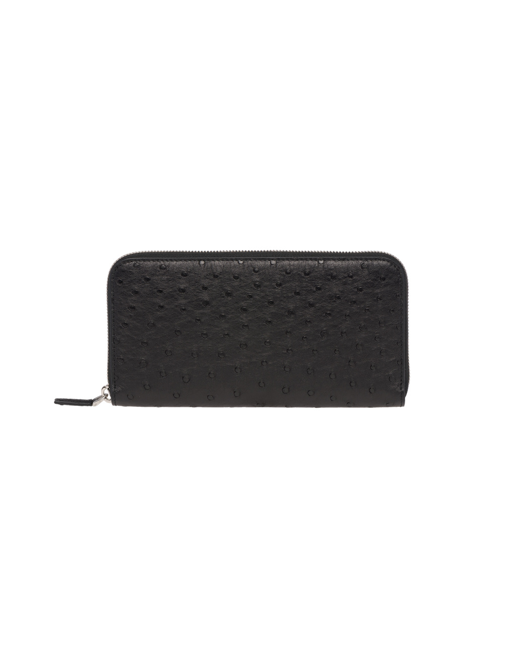 Prada Ostrich Leather Zip Around Wallet Black | 5842OEBNI