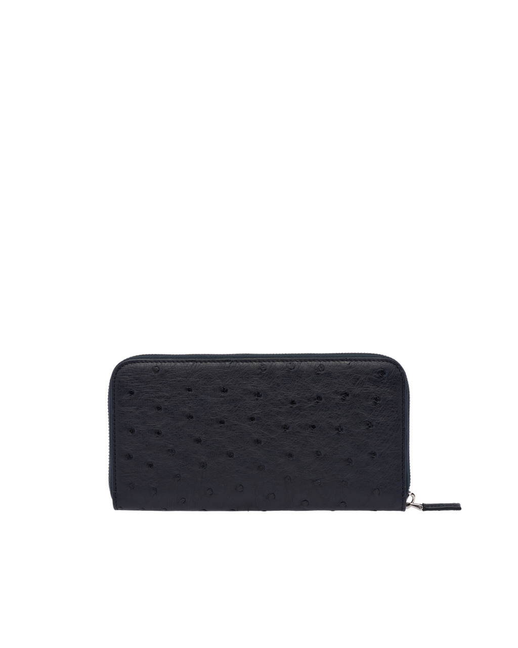 Prada Ostrich Leather Zip Around Wallet Navy | 7350XGNZE