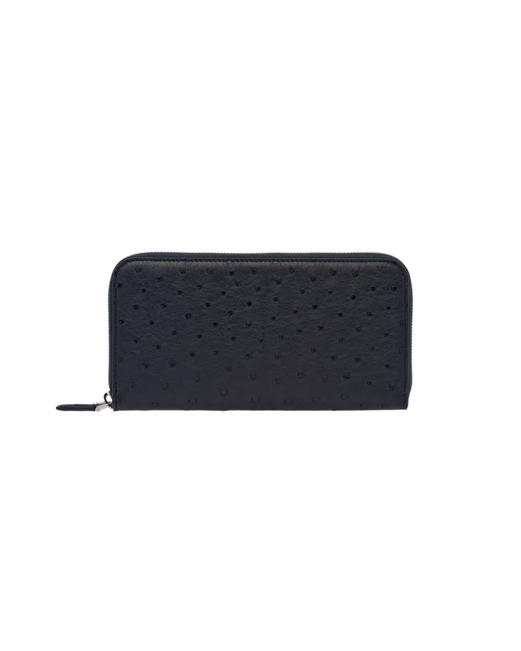 Prada Ostrich Leather Zip Around Wallet Navy | 7350XGNZE