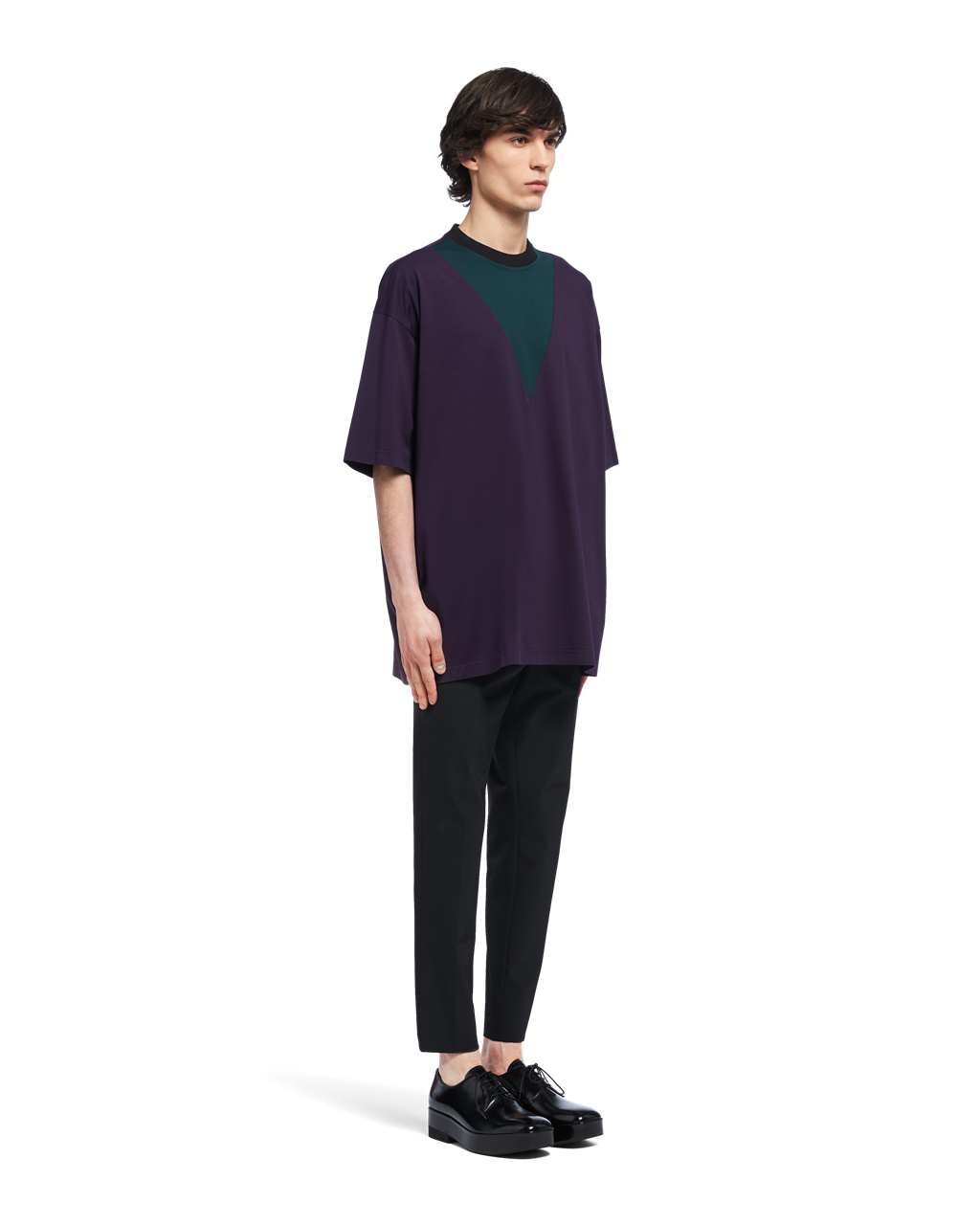 Prada Oversized Cotton T-shirt Blackberry | 1235JNZBF