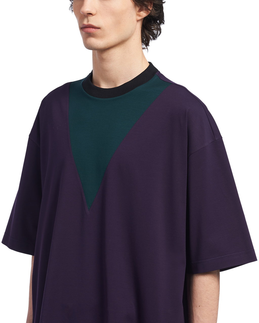 Prada Oversized Cotton T-shirt Blackberry | 1235JNZBF