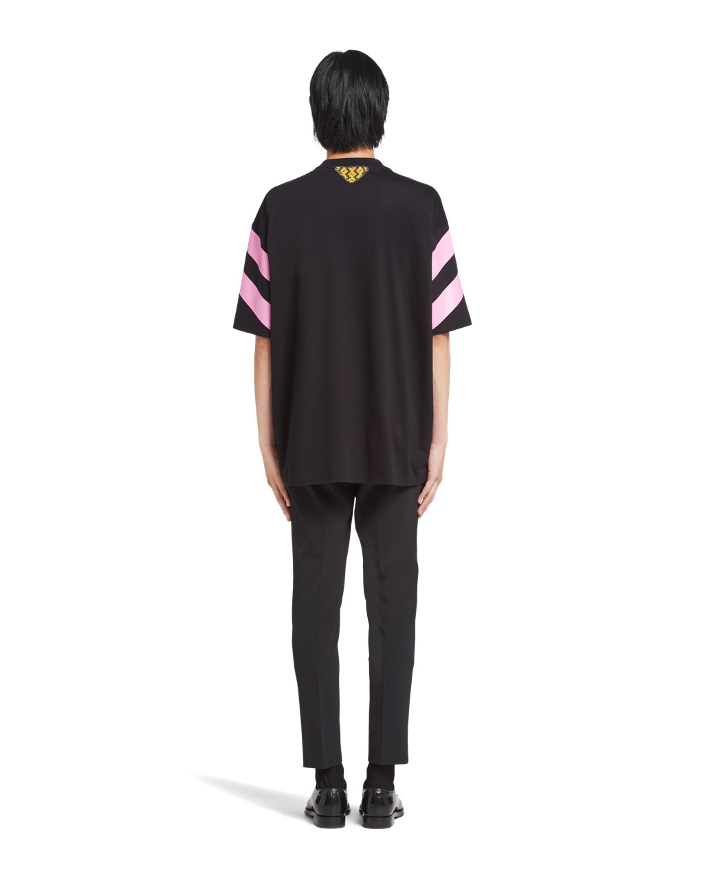 Prada Oversized Printed Cotton T-shirt Black | 8930ATGRM