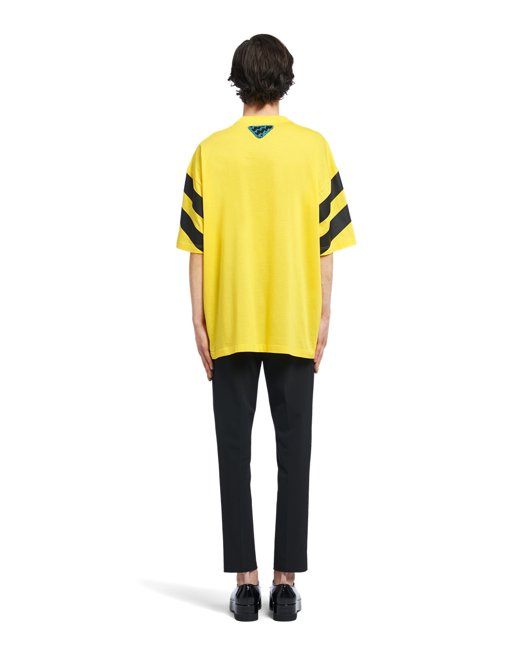 Prada Oversized Printed Cotton T-shirt Yellow | 3512YWHFD