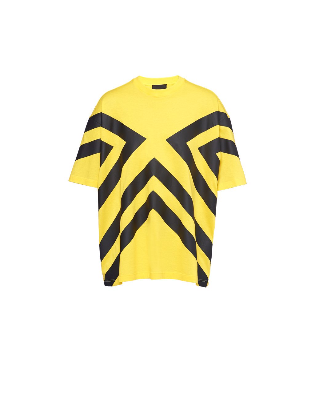 Prada Oversized Printed Cotton T-shirt Yellow | 3512YWHFD