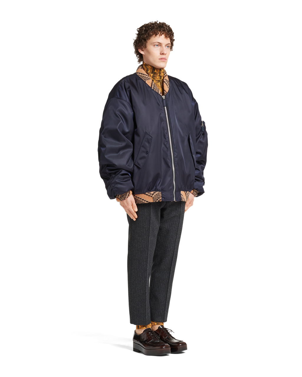 Prada Oversized Re-nylon And Knit Bomber Jacket Blue | 1962UVROQ