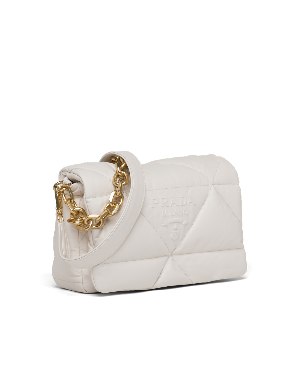 Prada Padded Nappa Leather Shoulder Bag White | 3015AKJSR