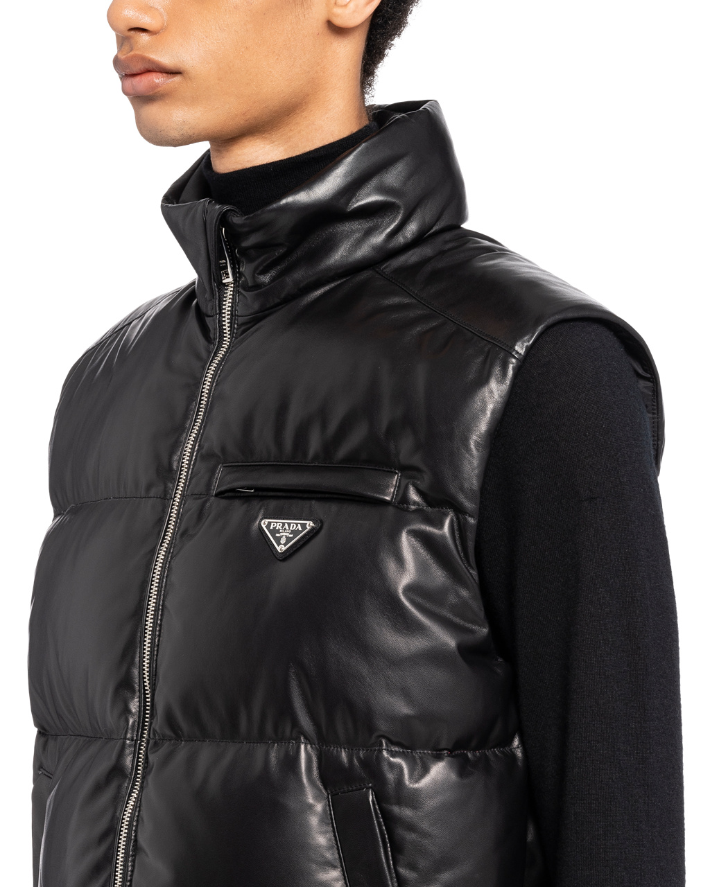 Prada Padded Nappa Leather Vest Black | 9683UMASD