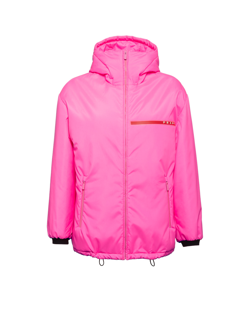 Prada Padded Technical Fabric Hooded Jacket Fluo Pink | 1607BSHPN