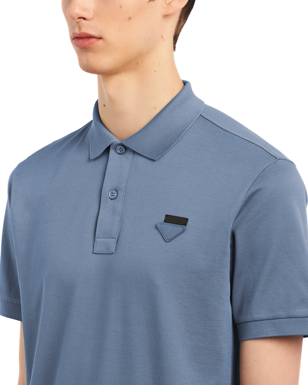 Prada Piqué Polo Shirt Aviator Blue | 6782IQFWG