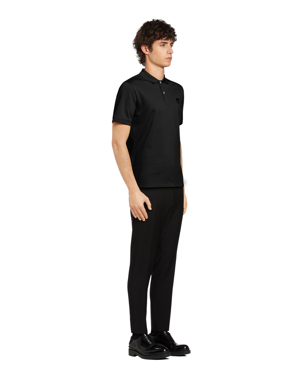 Prada Piqué Polo Shirt Black | 2798ECJBG