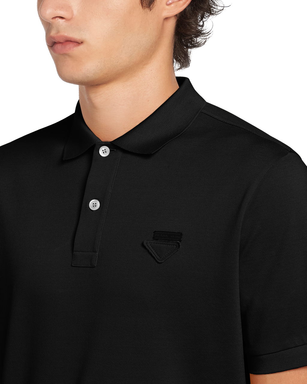 Prada Piqué Polo Shirt Black | 2798ECJBG