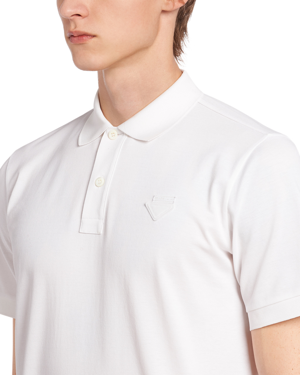 Prada Piqué Polo Shirt White | 1380KOHVE