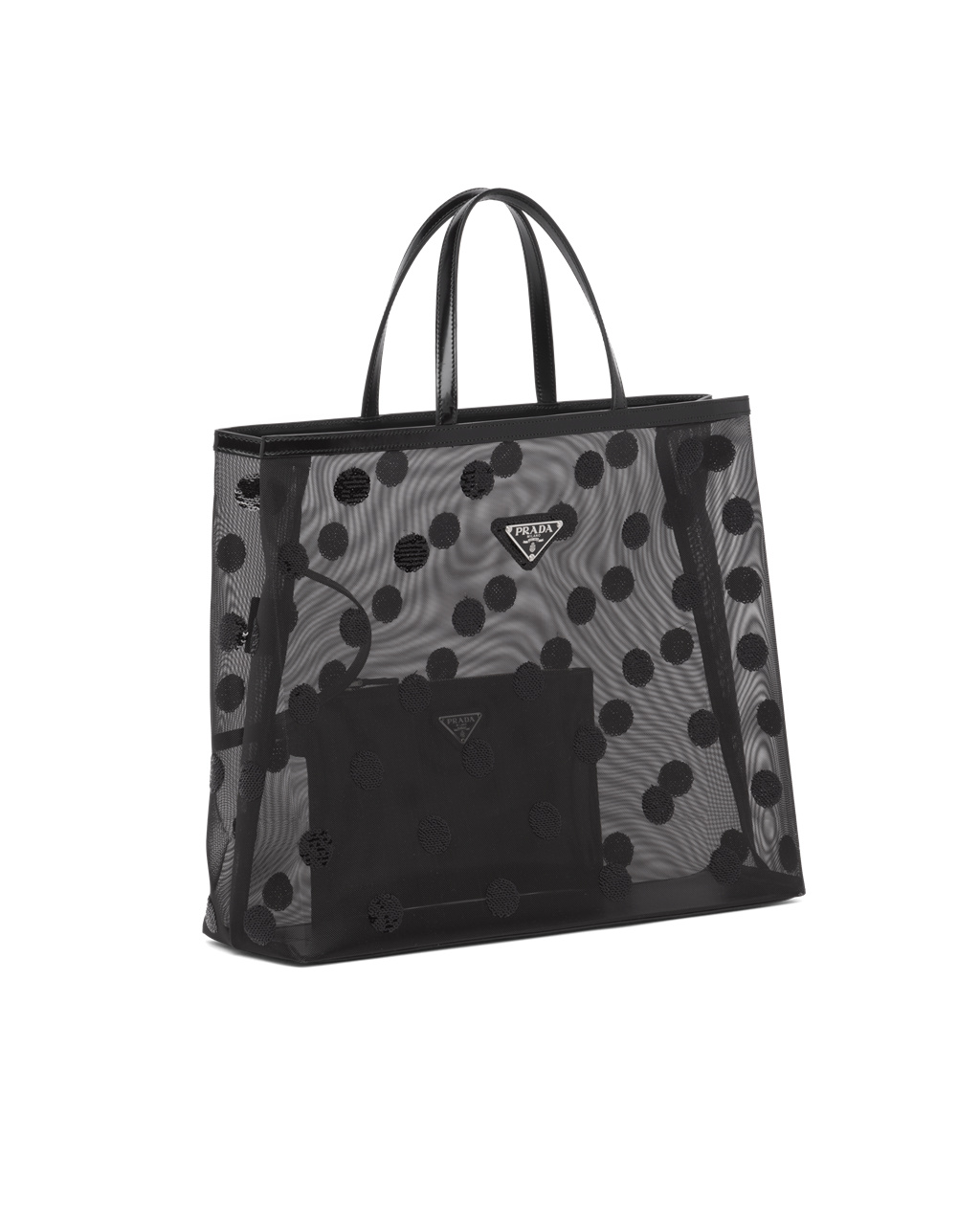 Prada Polka-dot Mesh Tote Bag Black | 3469UYWZM