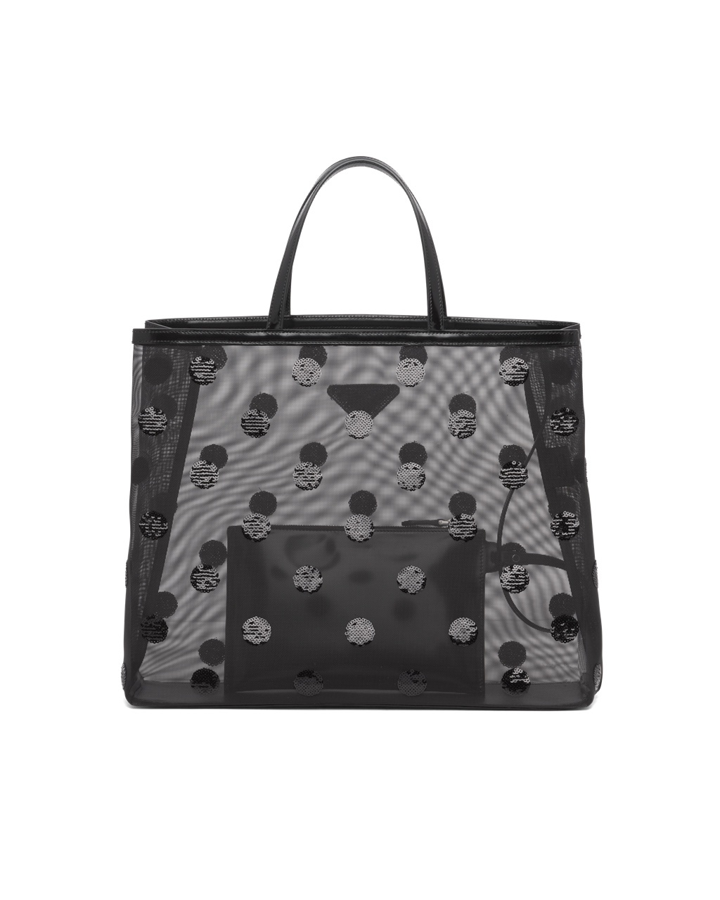 Prada Polka-dot Mesh Tote Bag Black | 3469UYWZM