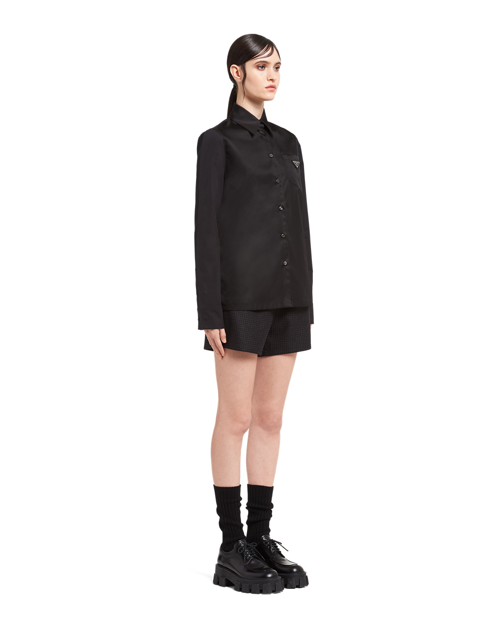 Prada Poplin And Re-nylon Shirt Black / Black | 4183JNCBD