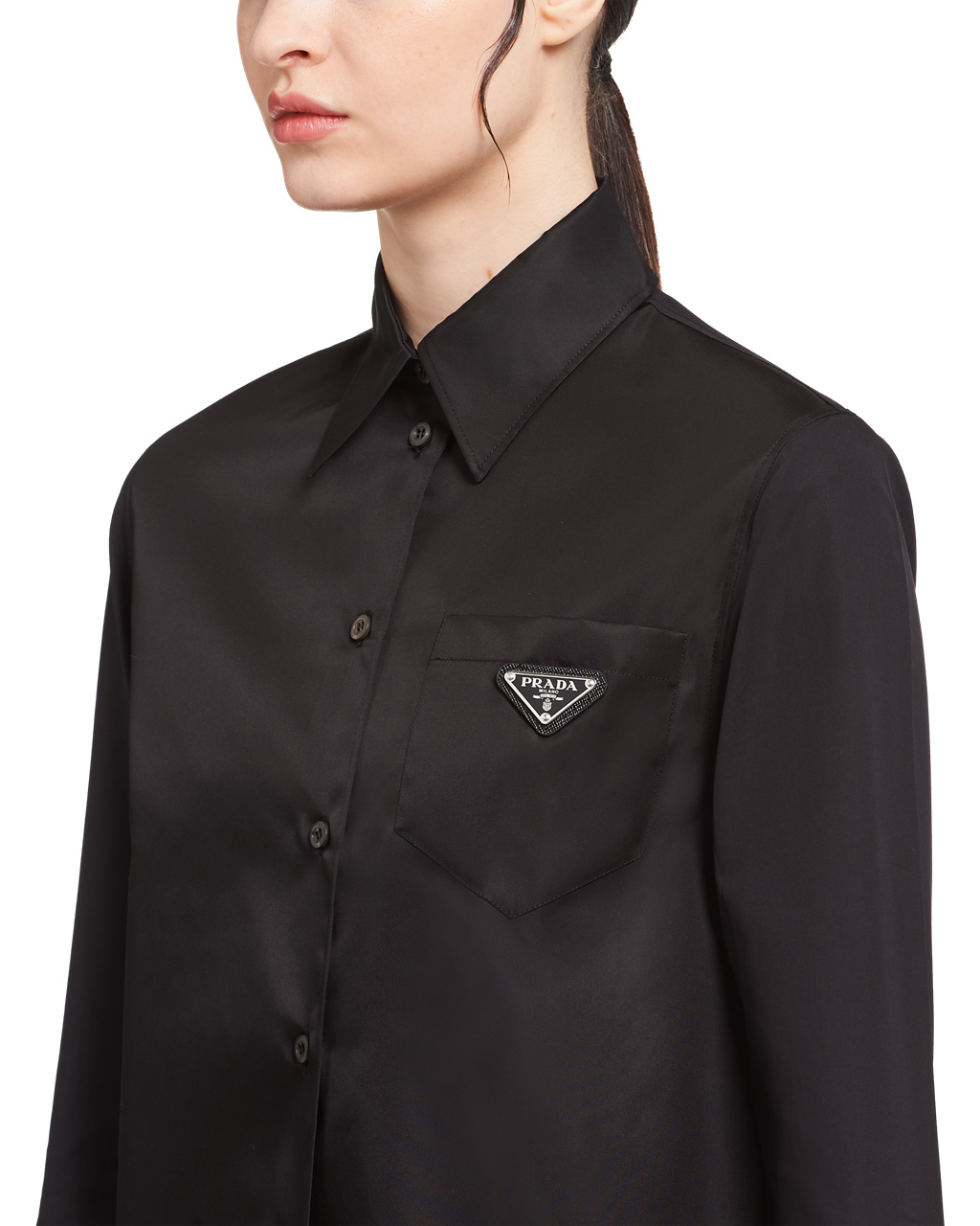 Prada Poplin And Re-nylon Shirt Black / Black | 4183JNCBD