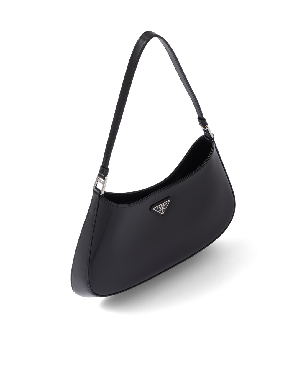 Prada Prada Cleo Brushed Leather Shoulder Bag Black | 0367WLZSN