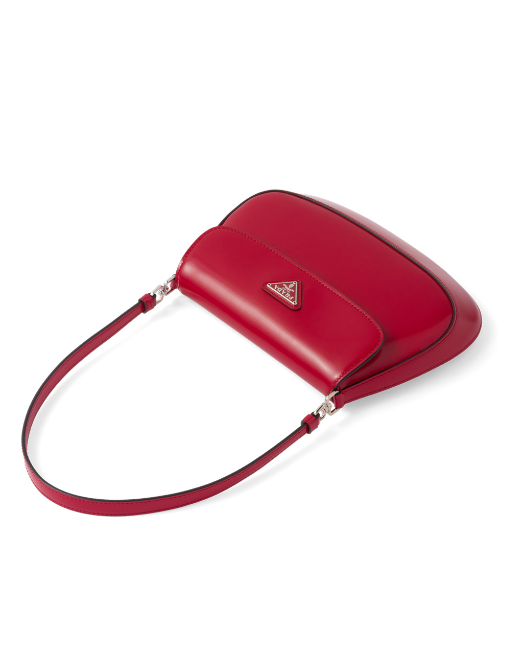 Prada Prada Cleo Brushed Leather Shoulder Bag With Flap Scarlet | 3801KSYZO