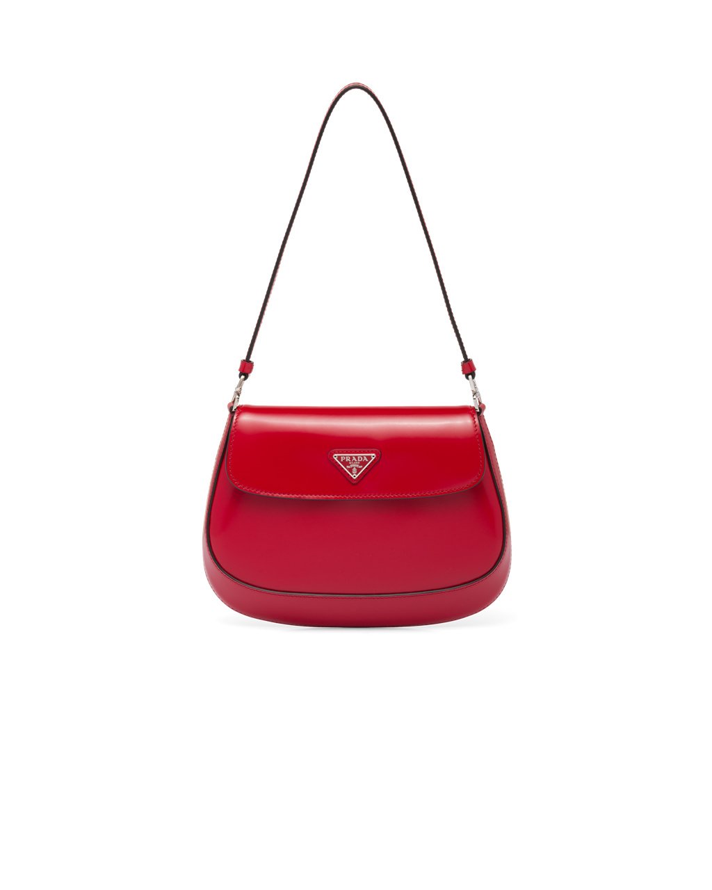 Prada Prada Cleo Brushed Leather Shoulder Bag With Flap Scarlet | 3801KSYZO