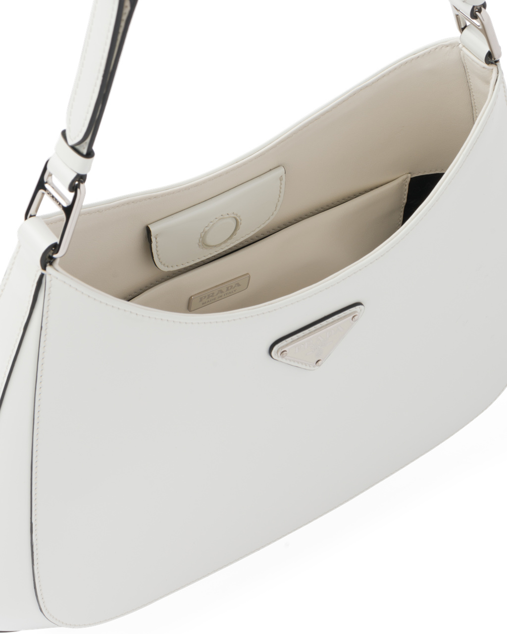 Prada Prada Cleo Brushed Leather Shoulder Bag White N | 4085CYBXO