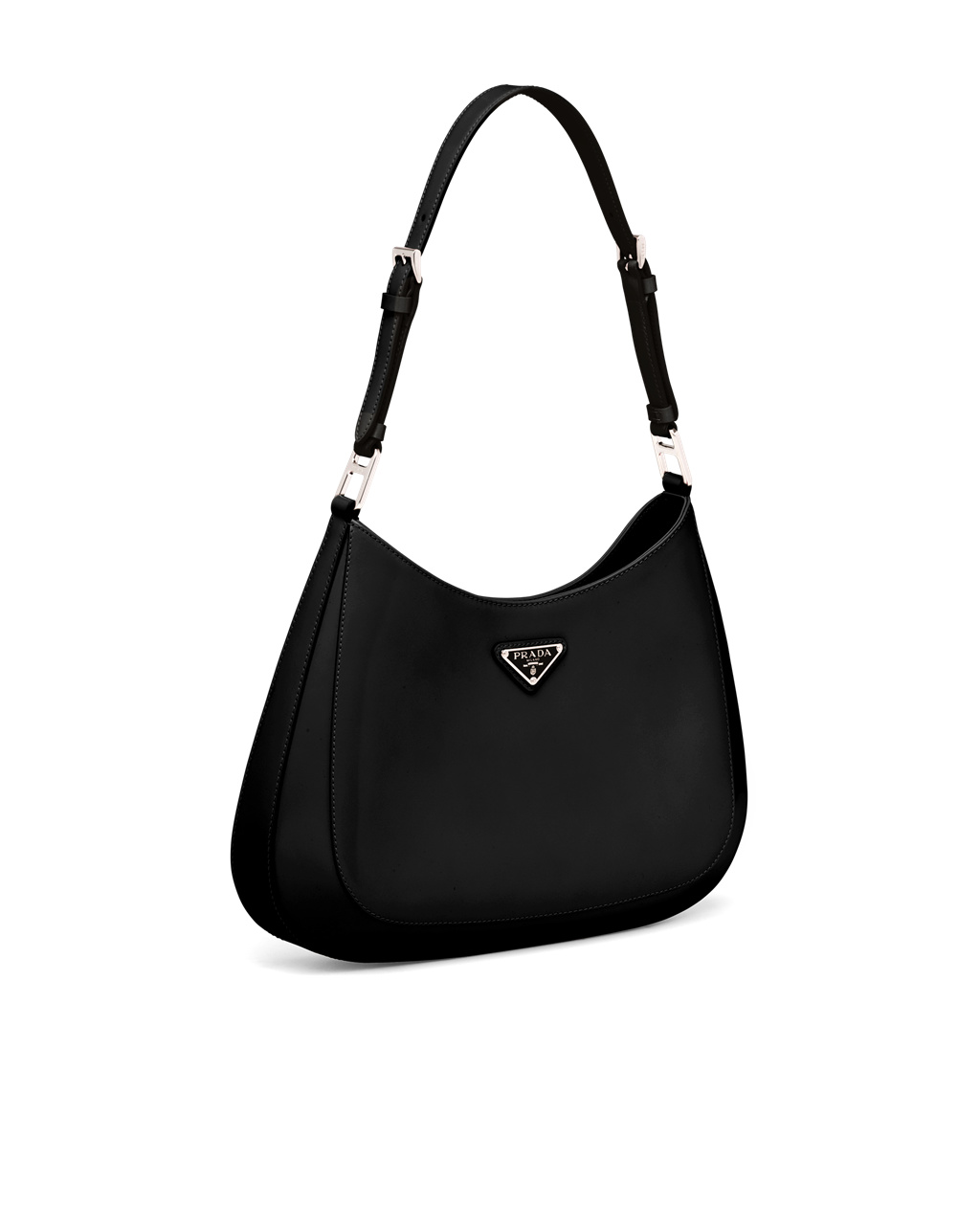 Prada Prada Cleo Brushed Leather Shoulder Bag Black | 5042UXVBE