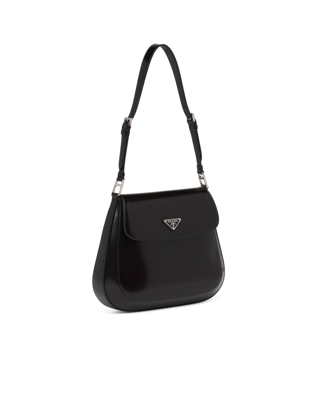 Prada Prada Cleo Brushed Leather Shoulder Bag With Flap Black | 6140CKPTS