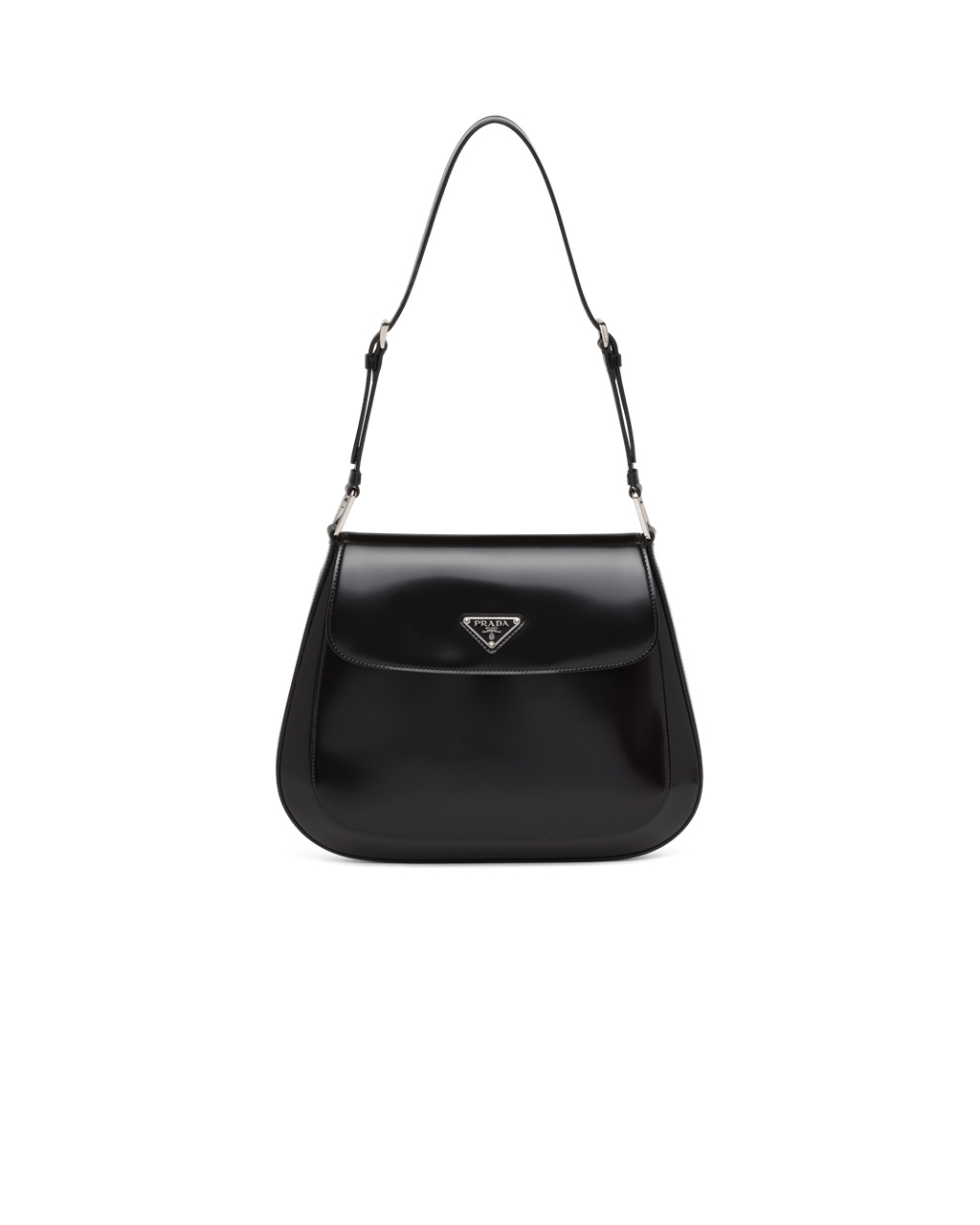 Prada Prada Cleo Brushed Leather Shoulder Bag With Flap Black | 6140CKPTS