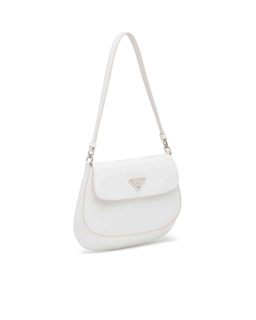 Prada Prada Cleo Brushed Leather Shoulder Bag With Flap White | 6309AYQNW