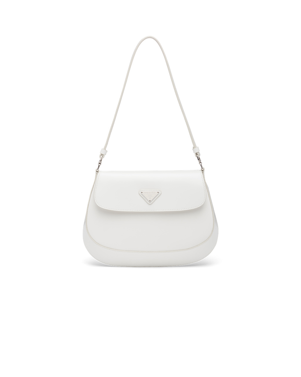 Prada Prada Cleo Brushed Leather Shoulder Bag With Flap White | 6309AYQNW