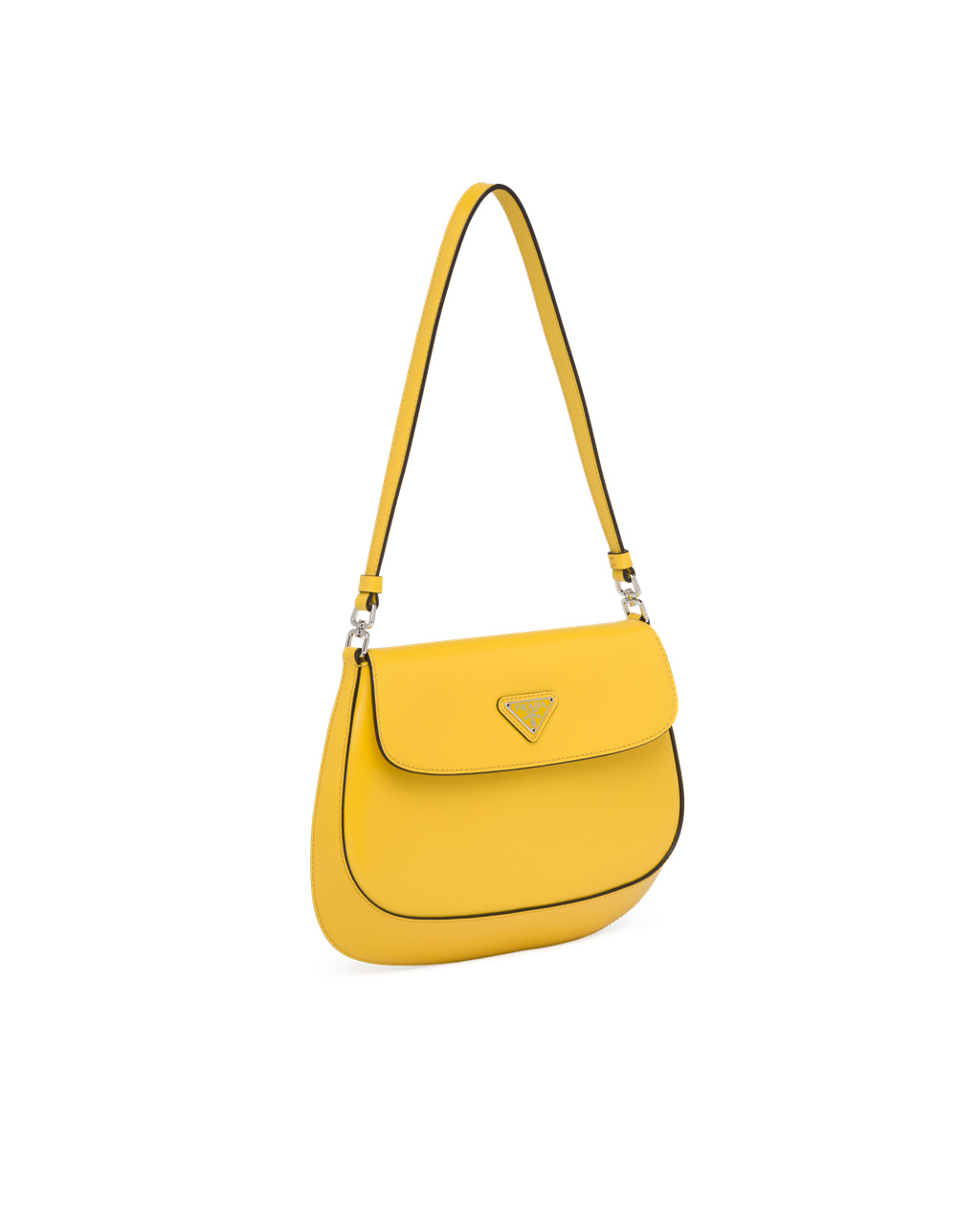 Prada Prada Cleo Brushed Leather Shoulder Bag With Flap Bright Yellow N | 8623FSYMJ