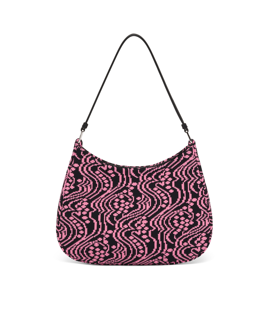 Prada Prada Cleo Jacquard Knit And Leather Bag Black / Pink | 5906TYICX