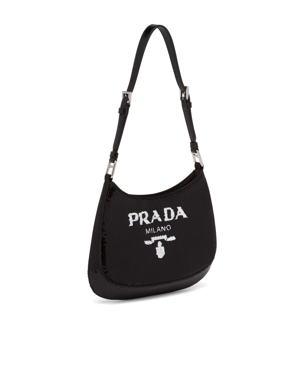 Prada Prada Cleo Sequined Bag Black / White | 1648LWNOK