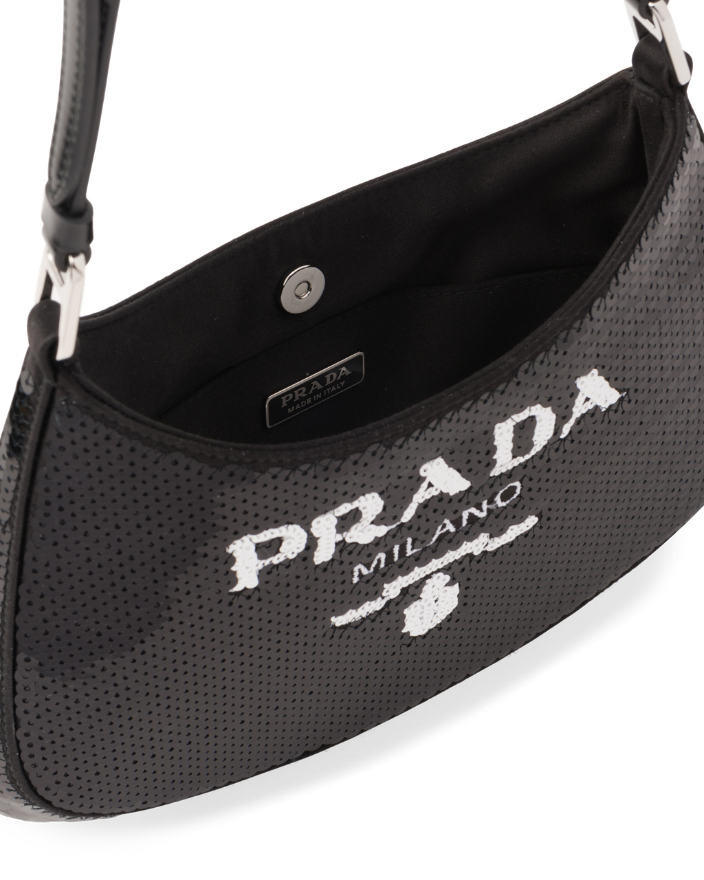 Prada Prada Cleo Sequined Bag Black / White | 1648LWNOK