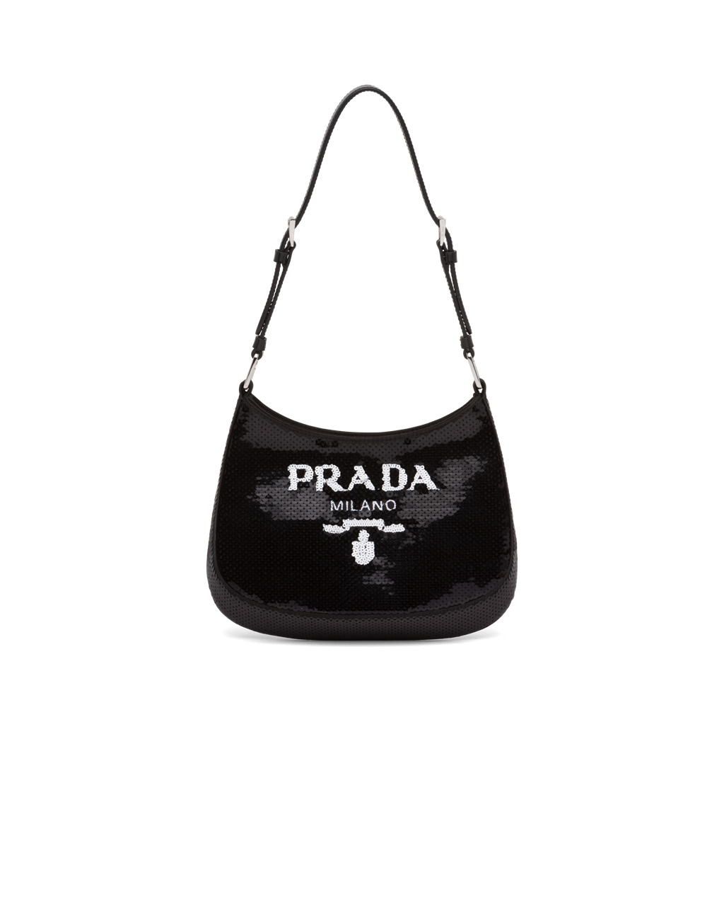 Prada Prada Cleo Sequined Bag Black / White | 1648LWNOK