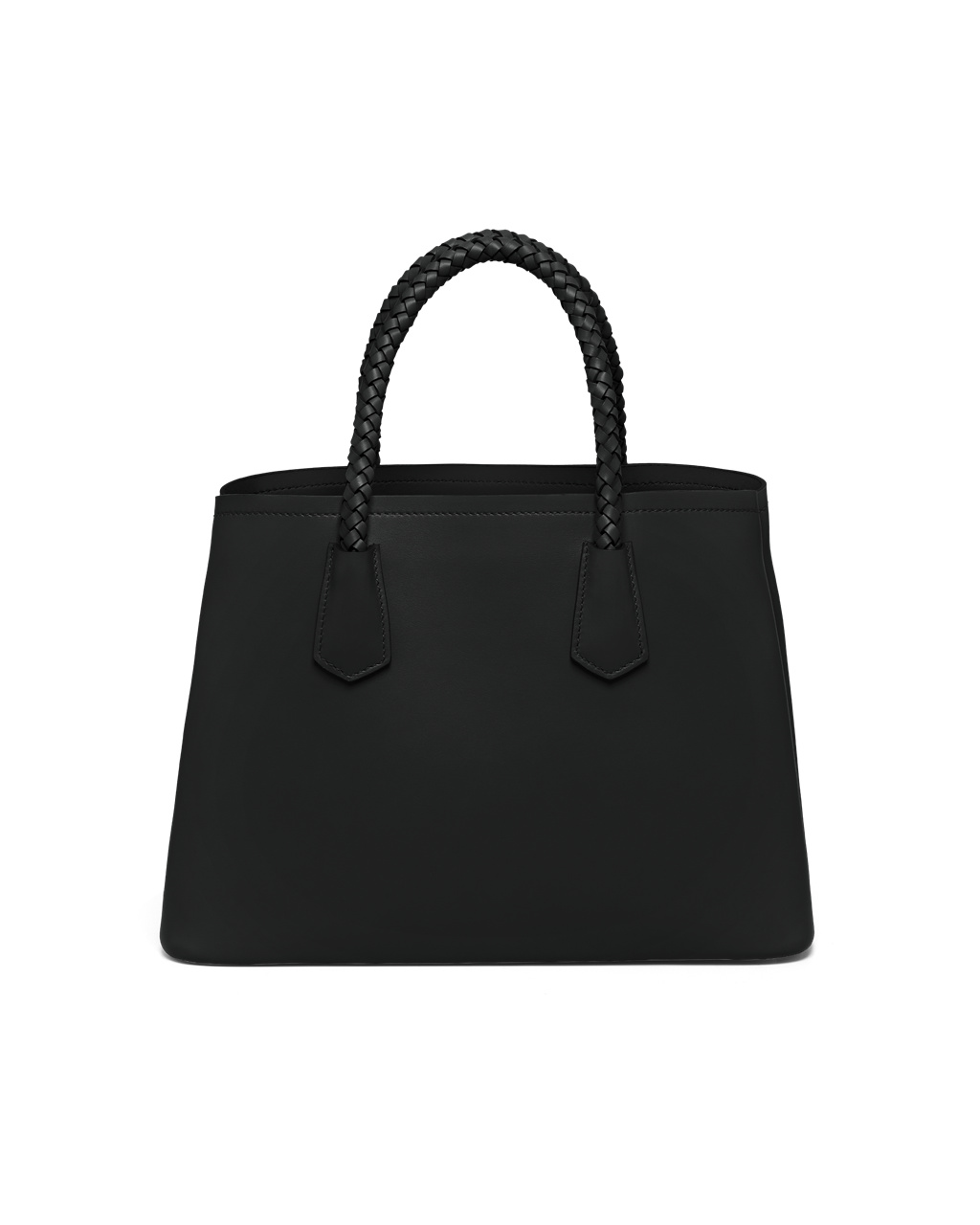 Prada Prada Double Medium Leather Handbag Black | 8523LBMYN