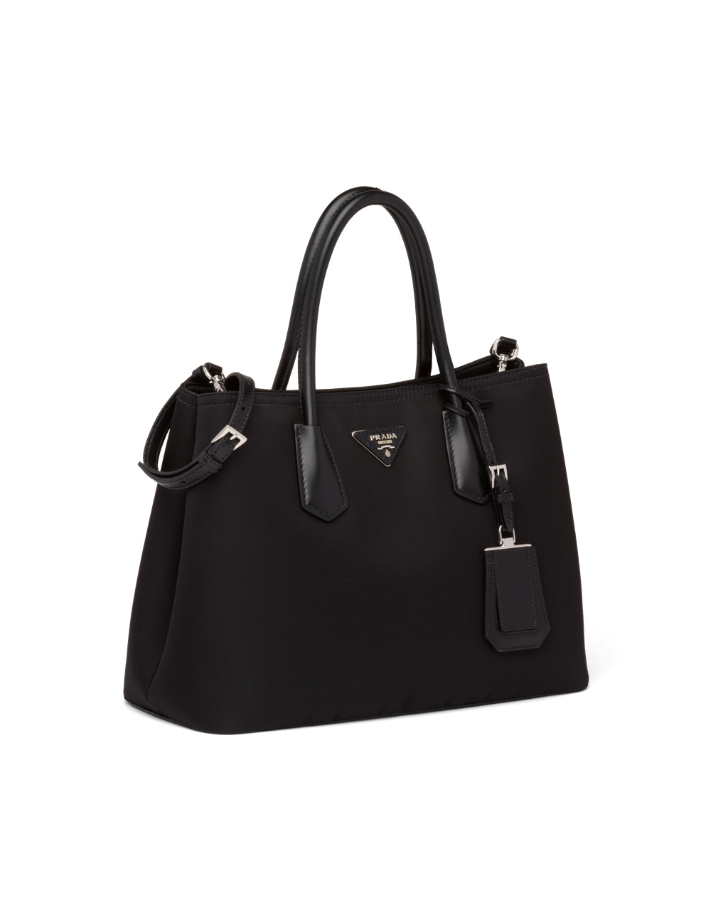 Prada Prada Double Nylon And Saffiano Leather Bag Black | 7534QIXOG