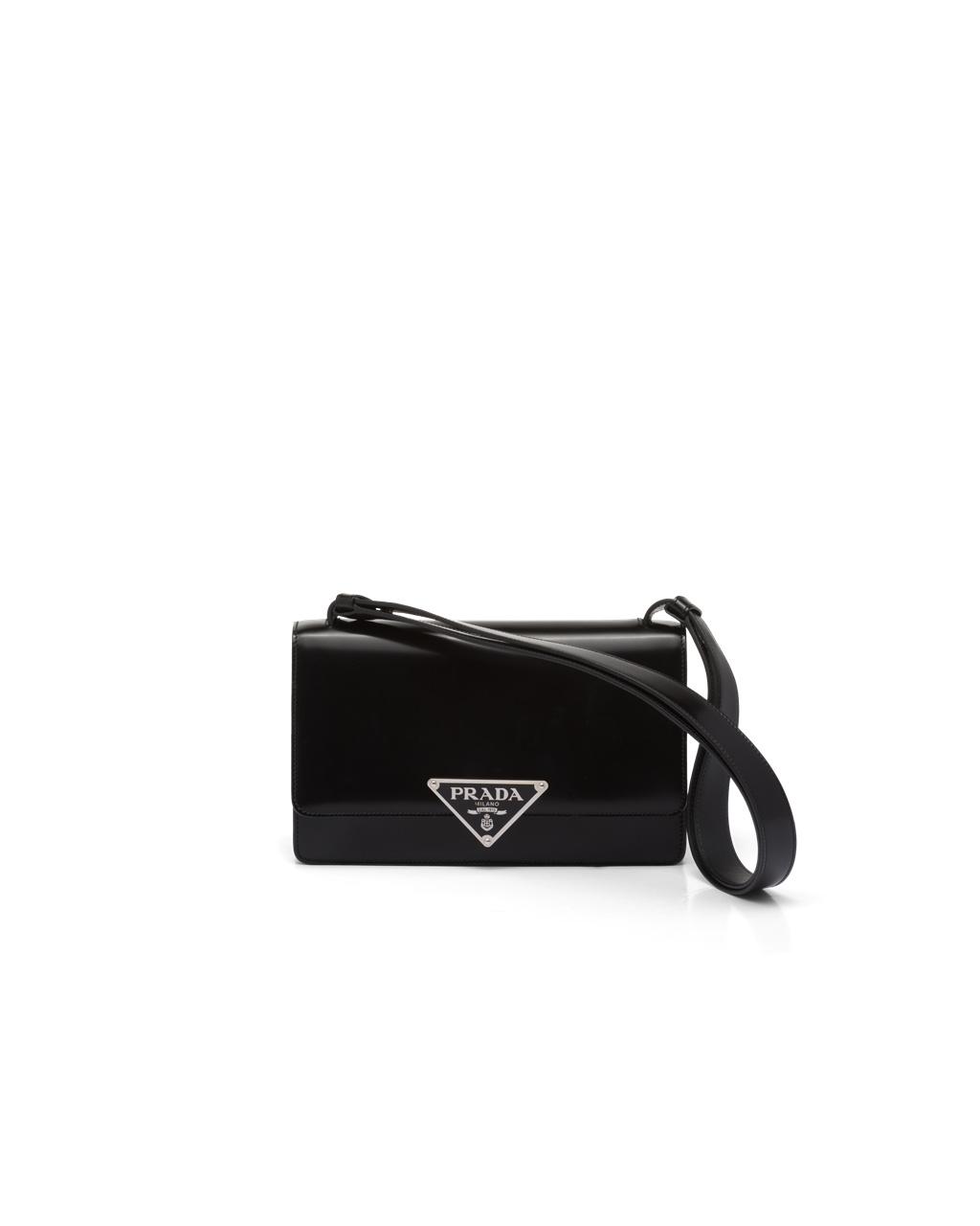 Prada Prada Emblème Brushed-leather Bag Black | 1978SMYOJ