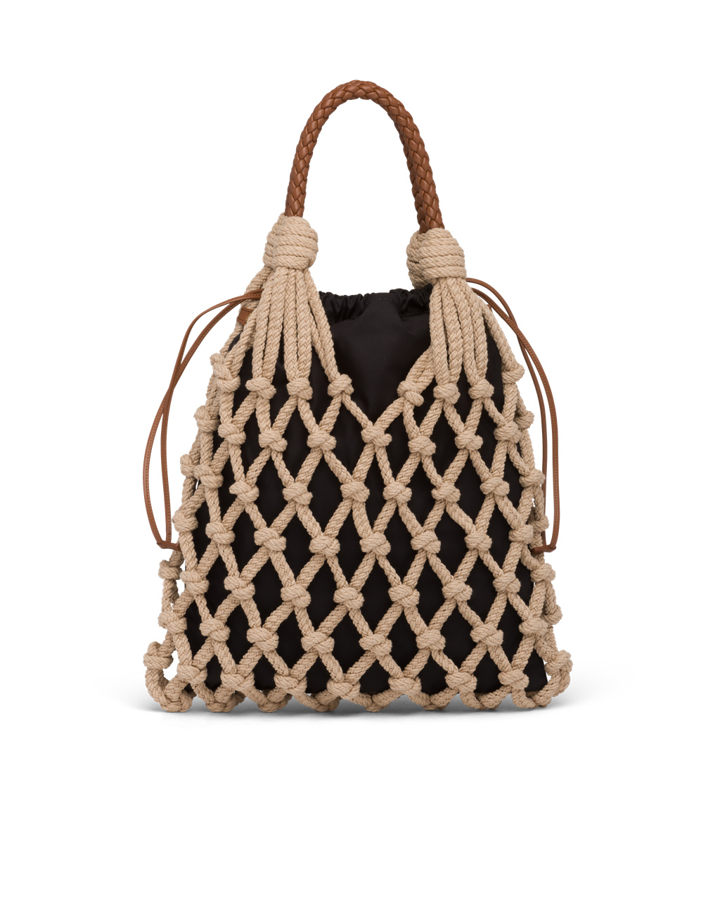 Prada Prada Fishnet Cord Mesh And Nylon Bag Cord / Cognac | 0613UIYWL