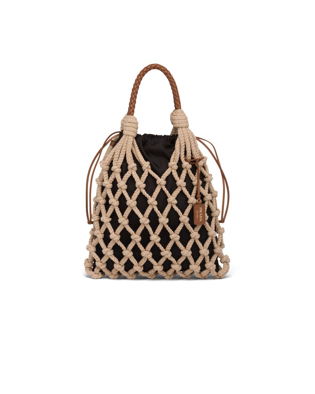 Prada Prada Fishnet Cord Mesh And Nylon Bag Cord / Cognac | 0613UIYWL